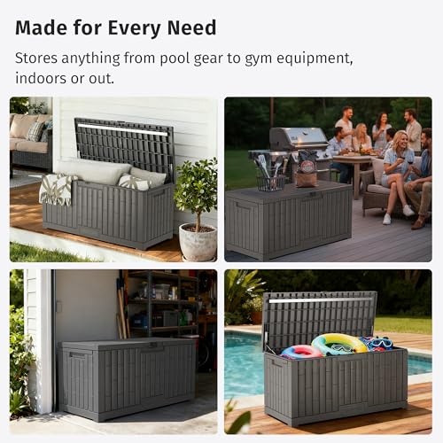 120 Gallon Outdoor Storage Box (Grey / Large 120 Gallon)