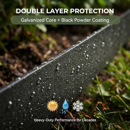 Garden Black Galvanized Steel Landscape Lawn Edging 8 (Powder-Coated Black)