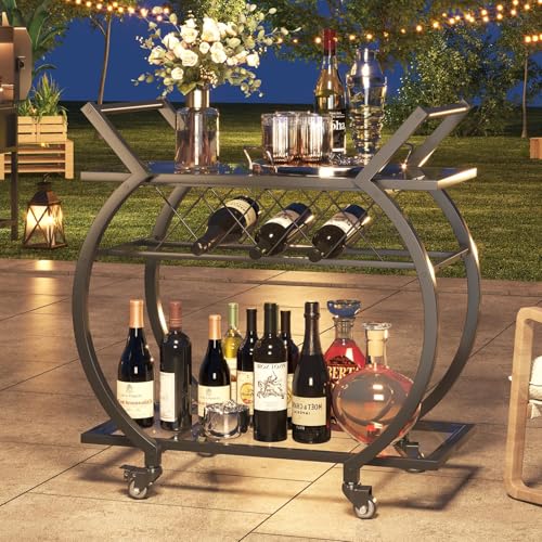 Bar Cart with Glass (Black)