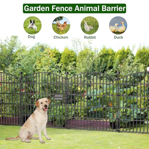 10 Panel No Dig Decorative Garden Fence with Gate 32"H x 23.6'L Dog Barrier (6.69 Sq Ft)