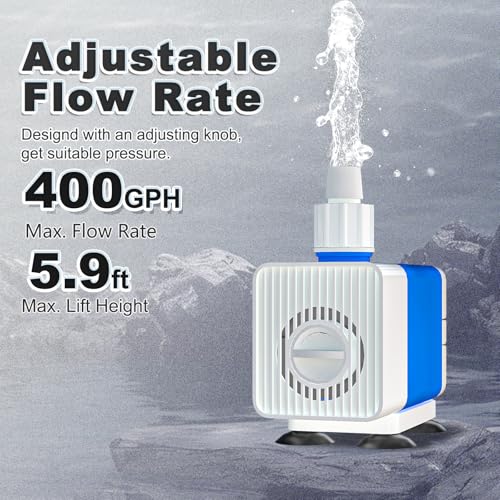 400GPH Water Fountain Pump 25W Pond Pumps Ultra