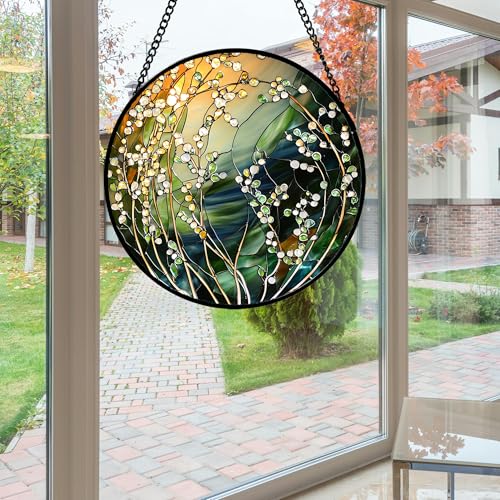 Stained Glass Window Hanging Plant Vine Suncatcher Gifts for Women 12"