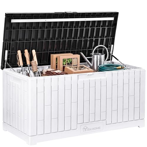 120 Gallon Outdoor Storage Deck Box (Deck Box / 120 Gallon / Black&White)