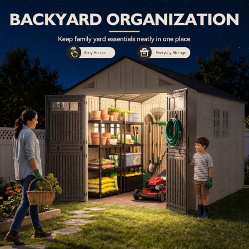 8x12 Ft Outdoor Storage Shed with Lighe & Floor (8x12)