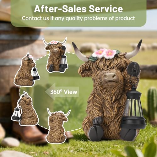 Solar Highland Cow Garden Outdoor Statue for Halloween (Highland Cow)