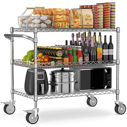 Commercial Rolling Utility Cart (3 Tier / 3-chrome)