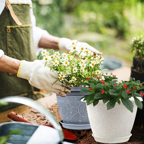 8 Inch Flower Pots Planters for Indoor Outdoor Plants (Blue / 8 inch-4 pack)