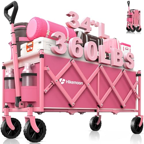 34'' Extra Long Folding Portable Wagon Cart (Pink)