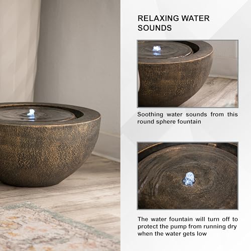 9.65" H Round Sphere Water Fountain Indoor (Bronze / 9.65"H)
