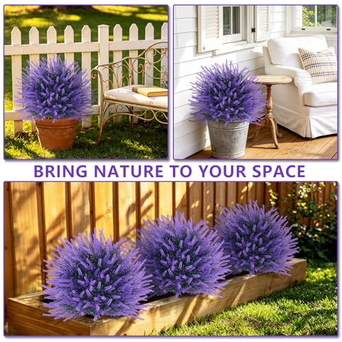 2 Pack Artificial Lavender Topiary Ball with Ground Spike for Outdoor (Lavender)