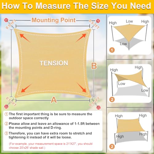 16'x20' Sun Shade Sail Sand Curved Rectangle