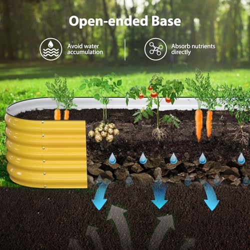 8x2x1.5 ft Galvanized Steel Raised Garden Bed (Cream Yellow / 8×2×1.5 ft)