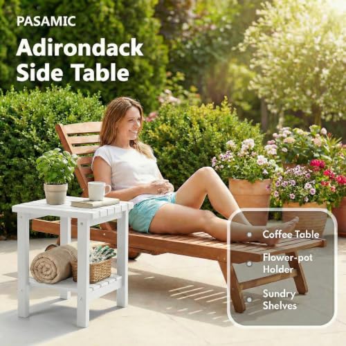 Outdoor Side Table (White / Square 2-Tier)