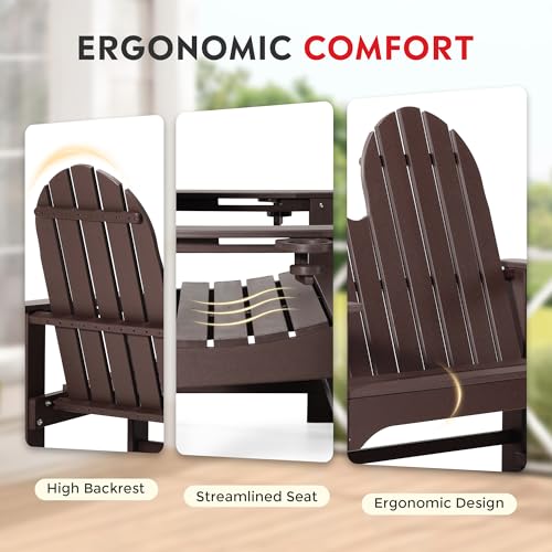 Outdoor Patio HDPE Adirondack Garden Skinny Bench (Dark Brown / 51.5IN)