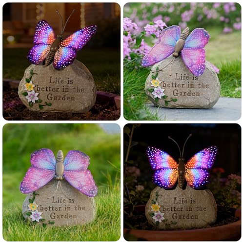 Solar LED Butterfly Garden Statue with Sparkling Light (Purple)