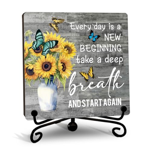 Sunflower Wooden Rustic Farmhouse Decor for Home Desk Shelf Tabletop (Retro Sunflower 1)