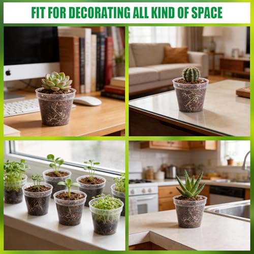 200 Pack 2.5 Inch Clear Nursery Pots with Drainage Hole (Clear / 2.5 Inch-200P)