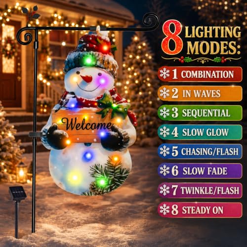 12x18 Lighted Christmas Snowman Garden Flag (Big Snowman-Colorful-12x18 / 12×18inch)