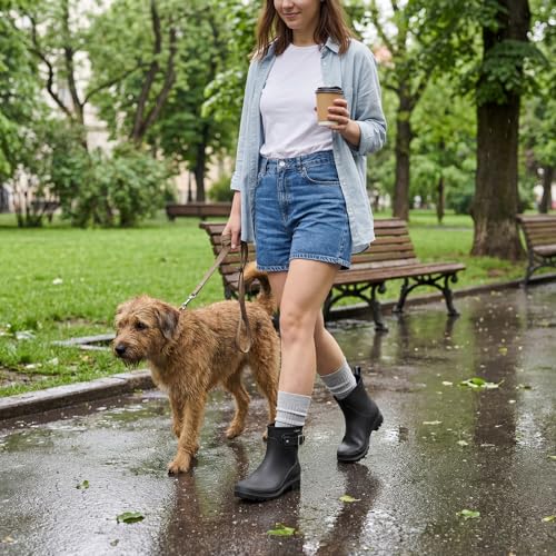 Women's Waterproof Short Rain Boots Ankle Rubber Garden Shoes