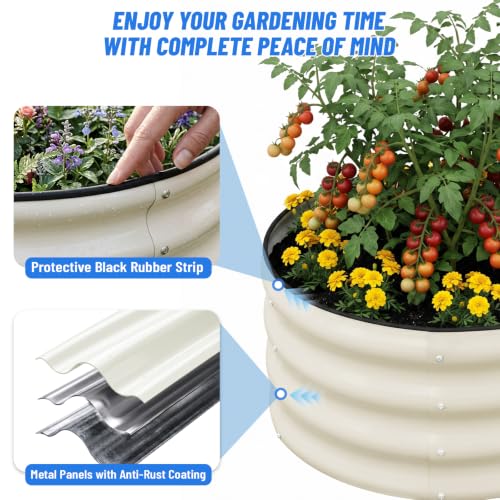 3 Pcs 2x2x1ft Round Galvanized Raised Garden Bed Kit Outdoor (3 Count)