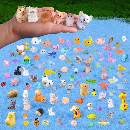 150 Pcs Mini Resin Animals Miniature Animal Figurines Small Tiny Animal Figures Bulk for Fairy Garden Décor Micro Landscape Ornaments Dollhouse Craft Accessories