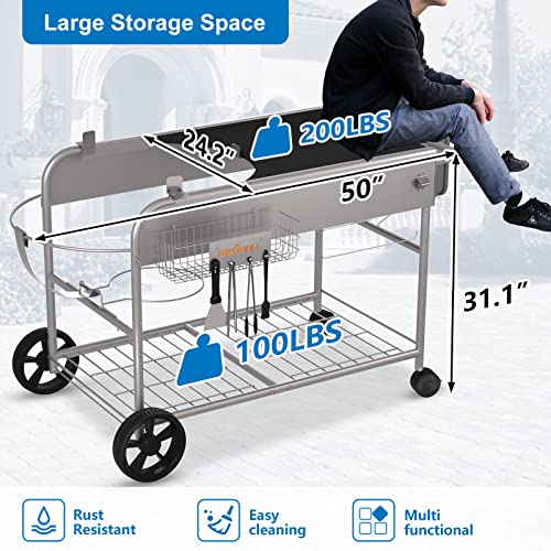 Grill Table for Weber 22" &18" Original Kettle (50" x 24.2" x 31.1" inches|30001)