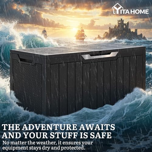 100 Gallon Large Outdoor Storage Box (Black&Sliver / 100 Gallon)