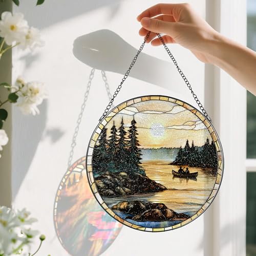 8 Inch Stained Glass Ornament (Canoe Lake Sunset)