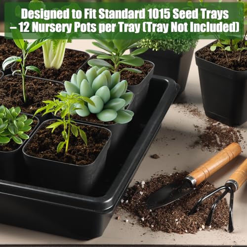 100 Pack Plant Nursery Pots 3.15 Inch (Black / 3.2Inch)