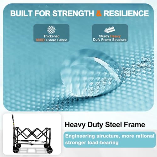 100L Collapsible Wagon Cart with All Terrain Wheels (Light Blue / 100L)