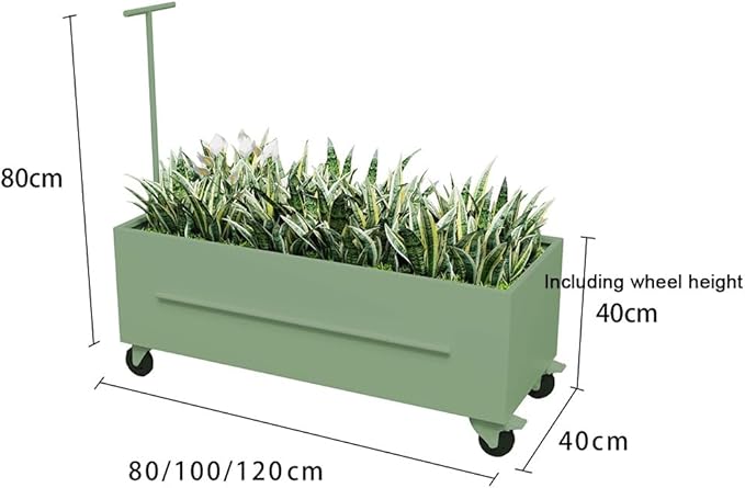 Etlegor Raised Garden Bed Outdoor with Wheels, Metal Planter Box Used Outside Coffee and Milk Tea Shops Enhance The Store Image(Green,80x40x40cm)