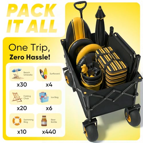 Heavy Duty Beach Wagon with 9" Big Sand (Black)