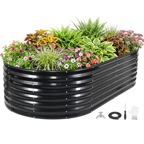 24" Tall Galvanized Raised Garden Bed Outdoor (Gray / 8×4×2ft (1 Pack))