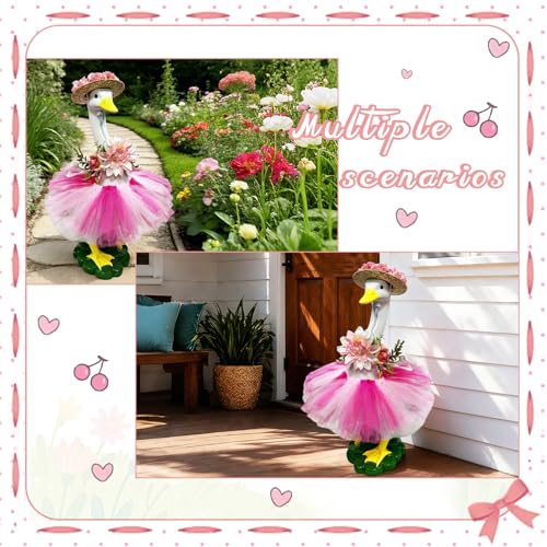 Porch Goose Outfits Statue Outdoor Decor (flower hat goose)