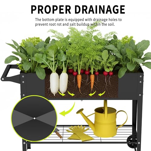 Elevate 2Pcs 32" Tall Raised Garden Bed with Wheel (2 Count)