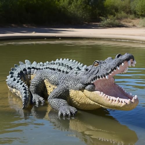 13" Real Crocodile Statue (Multicolor)