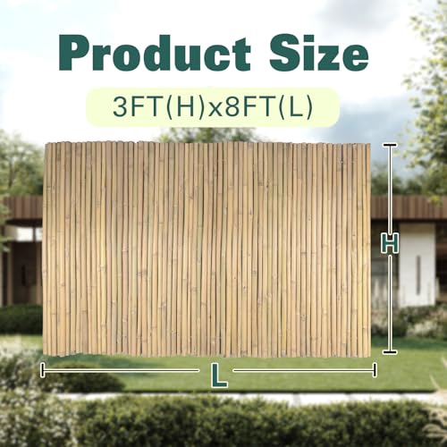 Natural Bamboo Fence 3ft H x 8ft L x 0.7In D (0.7 in D x 3ft H x 8ft L)