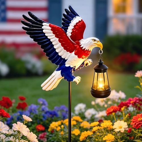 4th of July Decorations 250th anniversary Bald Eagle Solar Garden Light Outdoor Waterproof