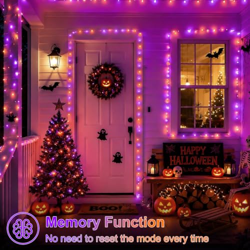 Solar Halloween Lights Outdoor Waterproof (Orange and Purple)