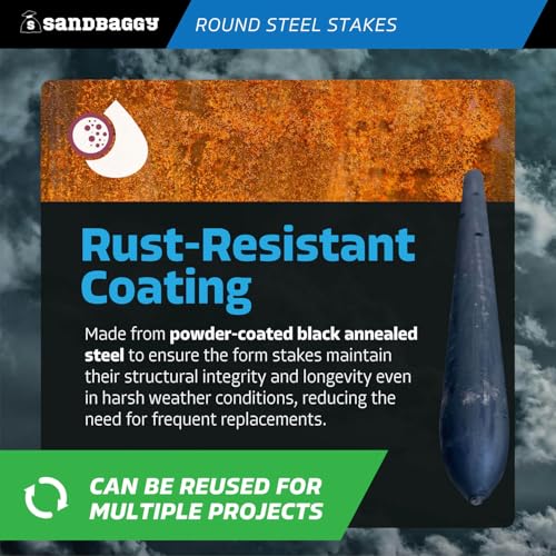 12" Round Steel Concrete Form Stakes with Nail Holes (3/4 in X 12 in)