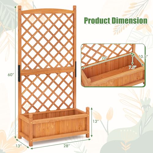 60” 2 Raised Garden Bed with Trellis (28" x 13" x 60")