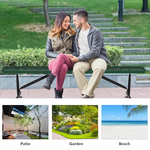 8 Feet Heavy Duty Metal Park Bench for Outside (Green / 8FT)