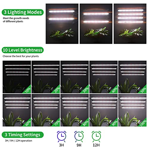 Grow Lights for Indoor Plants (White Cabel Red+White / 4 Head 1 Pack)
