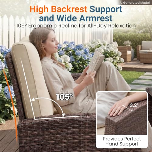 Patio Furniture Set (Brown and Beige / 4)