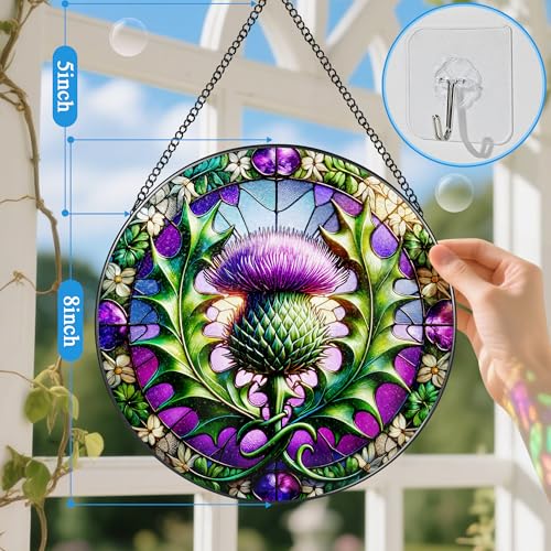 Stained Glass Window Hanging (Thistle)