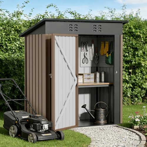 Shed Outdoor Storage Shed Metal (Brown / 5'*3')