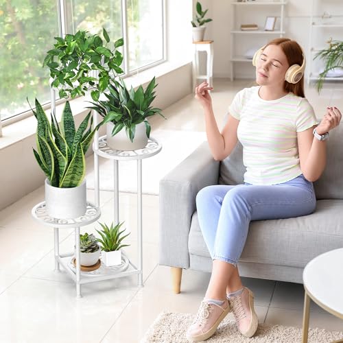 4 Tier Plant Stand Indoor Outdoor (White / 4 Tier)