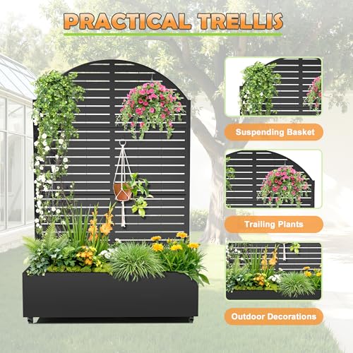 Metal Raised Garden Bed (Black Arched-louvered / 71" x 47" x 16")