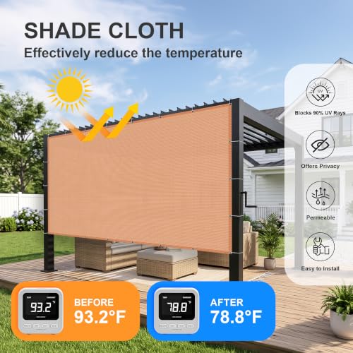 Shade Cloth 8x24 FT Sun Shade (8' x 24' custom size / Peach Fuzz)