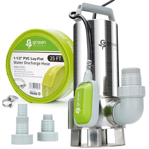 Green Expert 1.5HP Submersible Sump Pump Kit with 25 ft Lay